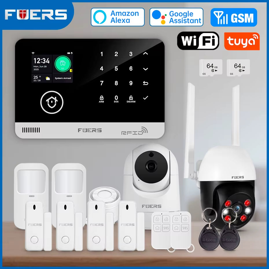 Alarm System for Home WIFI GSM Security Alarm Host Ant-Theft with Door Motion Sensor Tuya Smart App Control Work Alexa