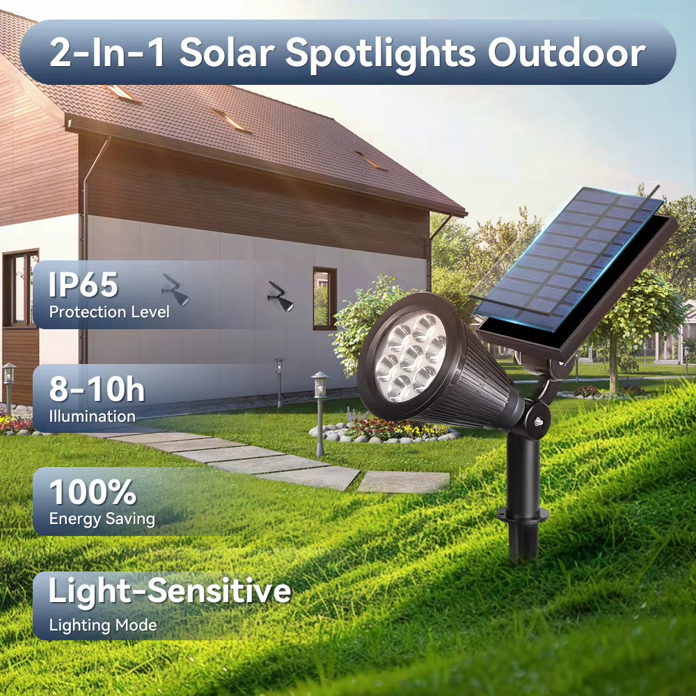 Outdoor Solar Spotlights Waterproof Tree Lighting Home Garden Solar Light Exterior Decor LED Lawn Spike Lamps for Courtyard Path