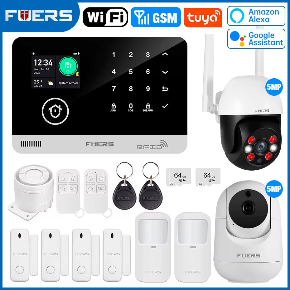 Alarm System for Home WIFI GSM Security Alarm Host Ant-Theft with Door Motion Sensor Tuya Smart App Control Work Alexa