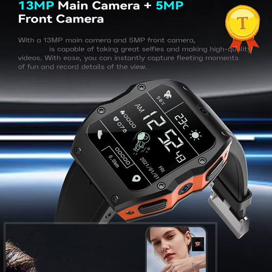 2 Inch BIG Display 4GB+128GB Global Verion 4G LTE Smart Watch Multi-Sport Modes Music 13Mp Video Calling Bluetooth Smartwatch