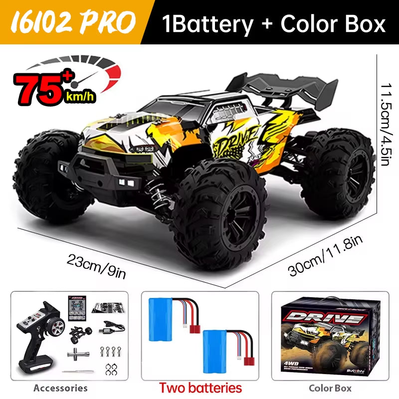 16101 Pro 1:16 75KM/H 4WD RC Car with LED Light 2.4G Remote Control Cars High Speed Drift Monster Truck for Children Gift