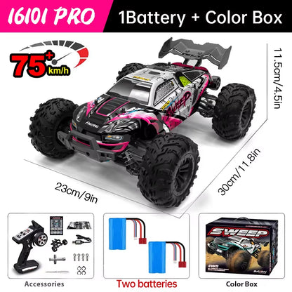 16101 Pro 1:16 75KM/H 4WD RC Car with LED Light 2.4G Remote Control Cars High Speed Drift Monster Truck for Children Gift