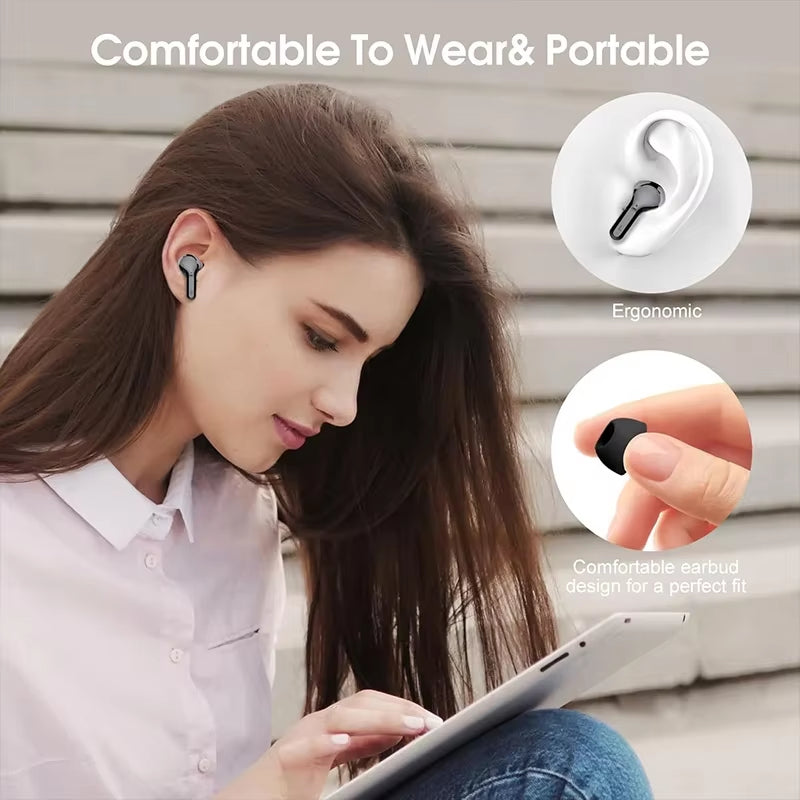 BT5.4 Wireless Ear Buds with LED Display Hifi Stereo Earbuds Headphones with IP7 Waterproof ENC Noise Cancelling Earphone