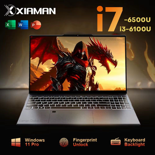 15.6" Laptop Computer PC Windows 11  Core I7 6500U I3 6100U PC Gamer 16GB RAM Fingerprint Unlock Notebook Laptops Backlight