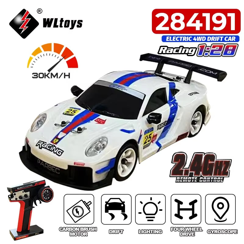 Wltoys 284191 284019-A Upgraded Gyro 1/28 RC Drifting Car 4WD High Speed Radio Control Model 2.4G Drift Racing Vehicle Mini Gift