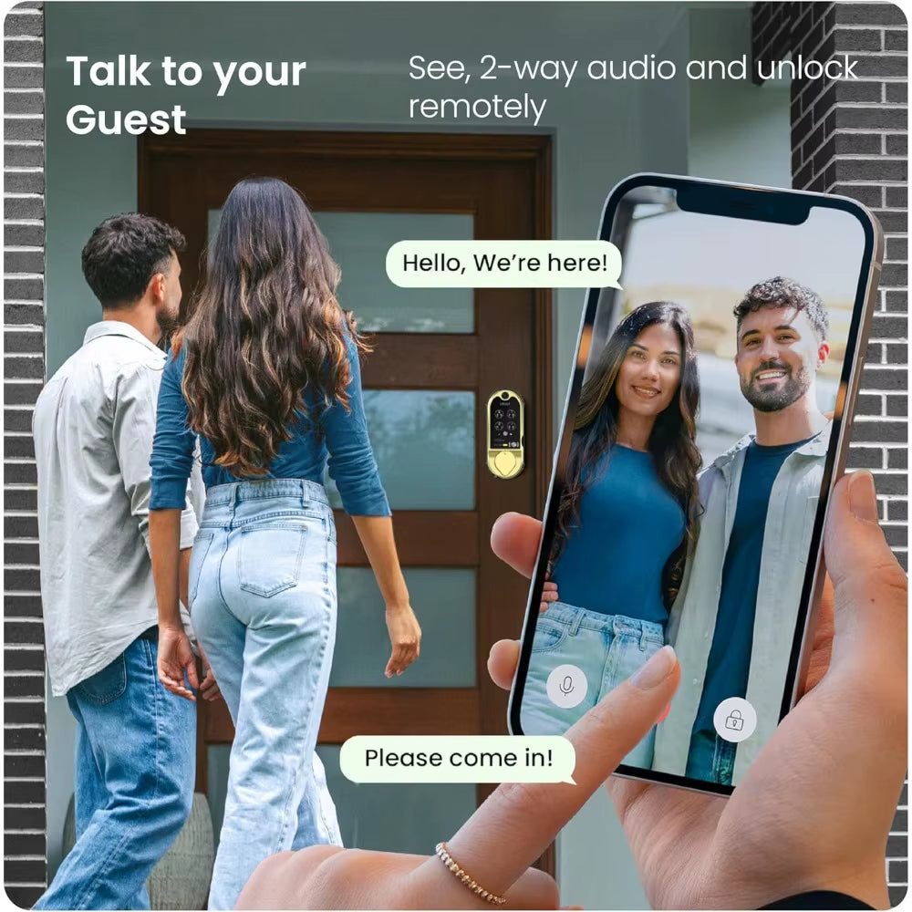 Vision Smart Lock, HD Video Doorbell Smart Locks for Front Door, Fingerprint Door Lock, Touchscreen Keypad, App Control, No Mon