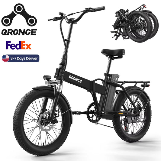 Waterfall Folding Electric Bike 1000W Peak 48V 13.5AH Removable Battery Electric Bicycle 20" Fat Tire 28 MPH Max E-Bike