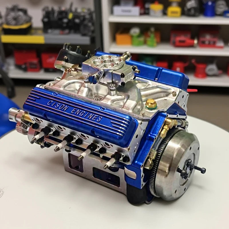 Binray Cison V8 Engine Kit Gas Small-Block Engine Model Kits Mini Build Your Own Stem Cison Running Engine Kits That Runs