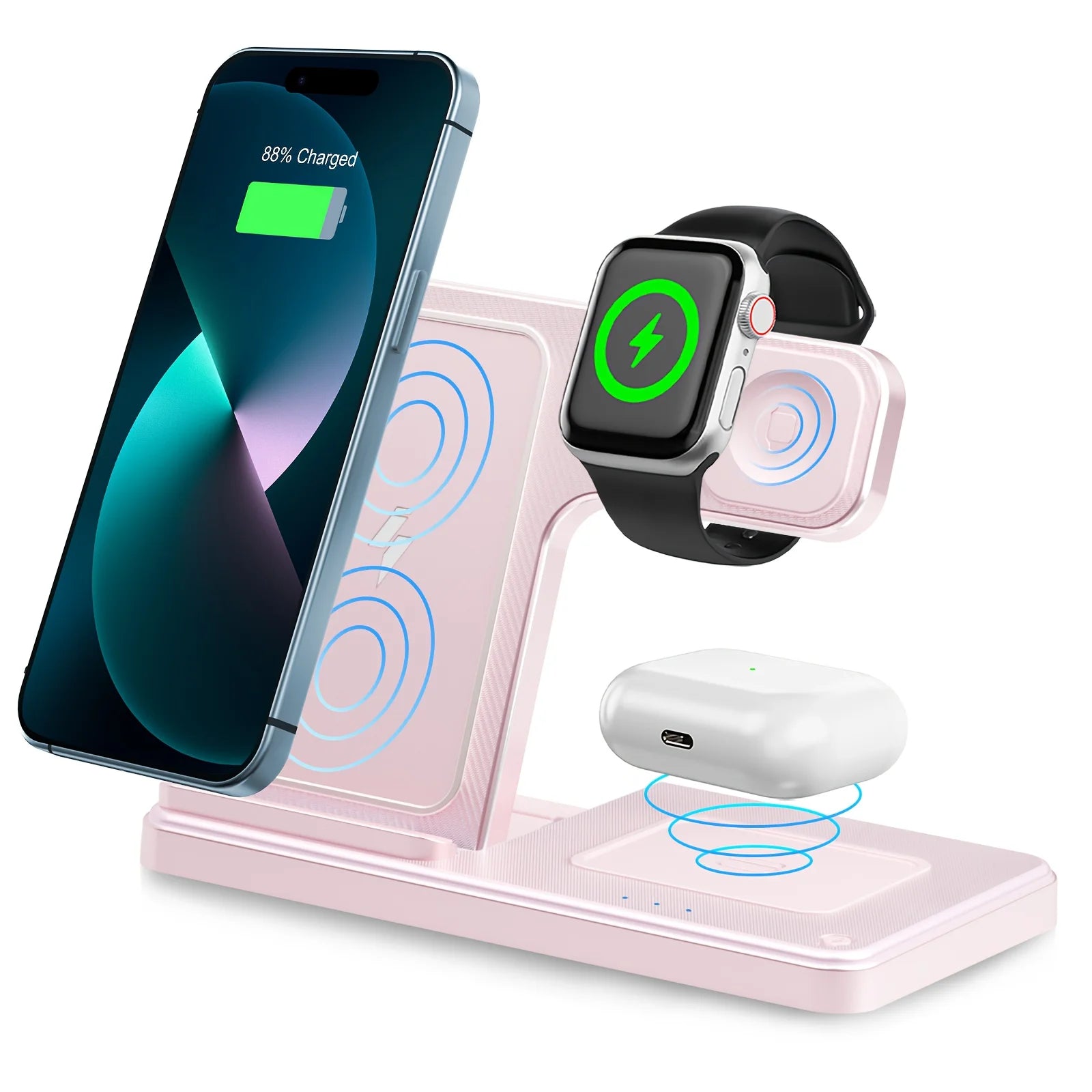 Ultimate 3 in 1 Magnetic Wireless Charger Stand - 15W Fast Charging Dock for iPhone, Apple Watch & AirPods