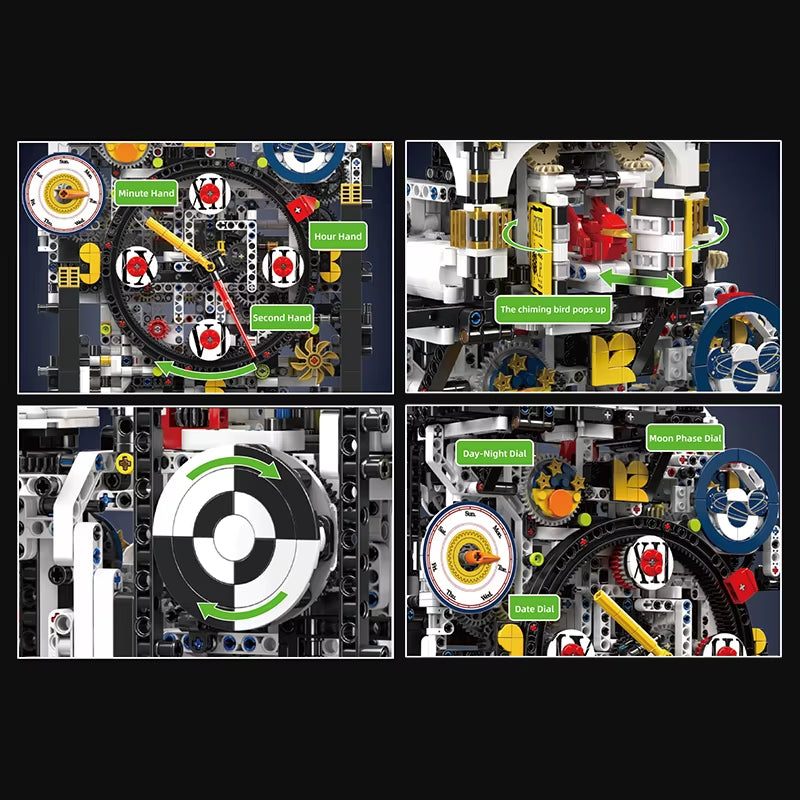 10159 Technical Clock Toys the Motorized Cyberpunk Clock Building Block Assembly Clock Brick Set Kids Christmas Gift