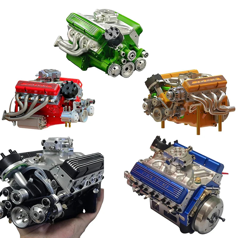 Binray Cison V8 Engine Kit Gas Small-Block Engine Model Kits Mini Build Your Own Stem Cison Running Engine Kits That Runs