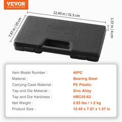Tap and Die Set 40Pcs 60Pcs 80Pcs 110/116Pcs Metric SAE Standard Bearing Steel Taps and Dies Essential Threading Tool
