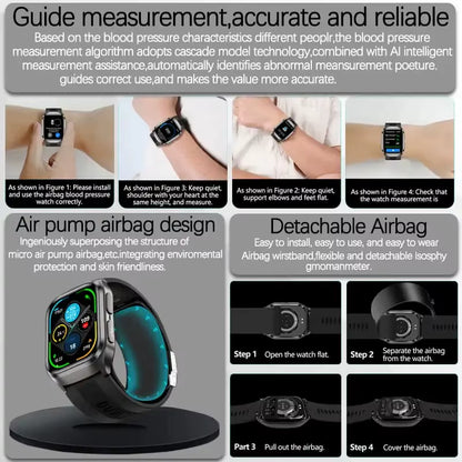 2026 New Health Monitor Smart Watch Blood Pressure Lipid Uric Acid ECG NFC Body Temperature Bluetooth Call Health Smartwatch