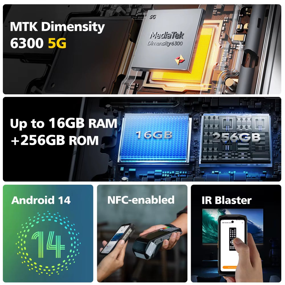 Armor Mini 20 Pro 5G 4.7" Rugged Phone 64MP Night Camera 6200Mah Smartphone LED Light 16+256GB Android 14 Mobile Phone