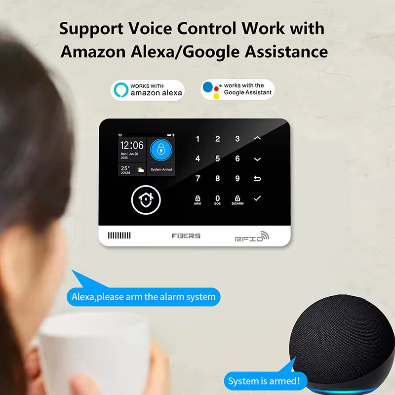 Alarm System for Home WIFI GSM Security Alarm Host Ant-Theft with Door Motion Sensor Tuya Smart App Control Work Alexa