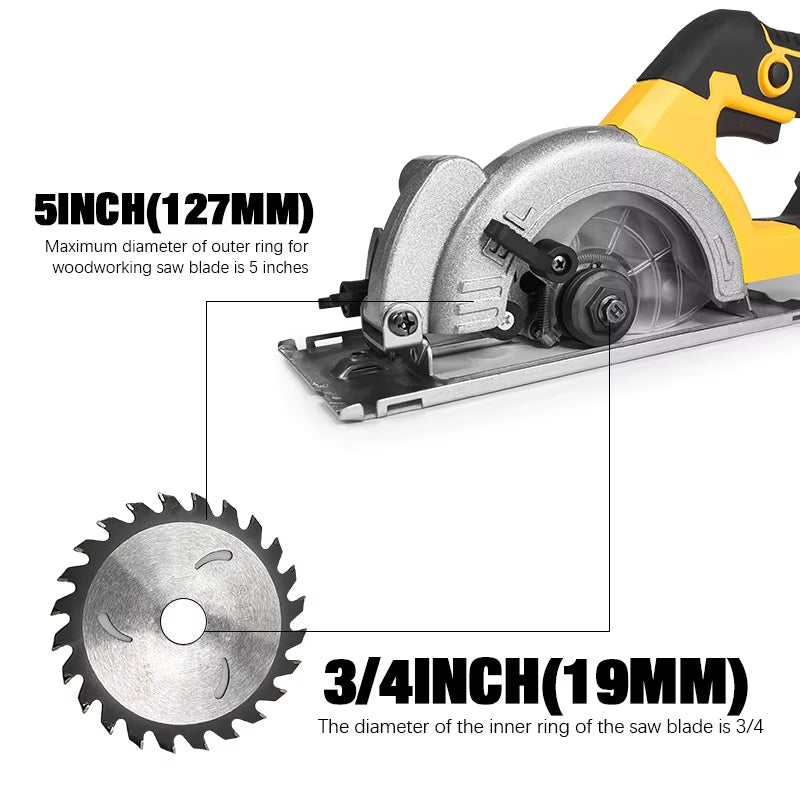 5In Brushless Electric Circular Saw ﻿For Dewalt 20V Battery ﻿Cordless 1000W Handheld Woodwork Saw Power Tool ﻿