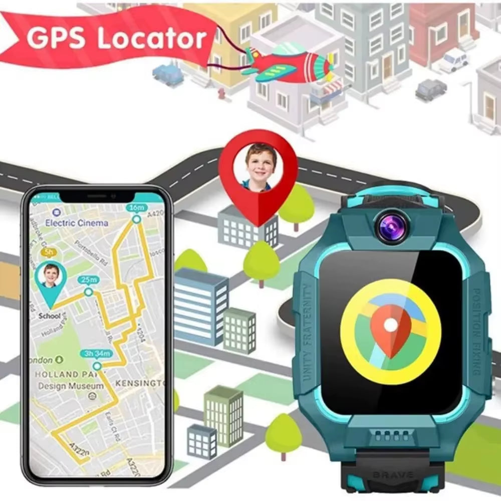 Kids Smart Watch GPS Location Tracker Sim Card Waterproof Call Camera Mobile Smartwatch for Iphone Android for Gift 2026