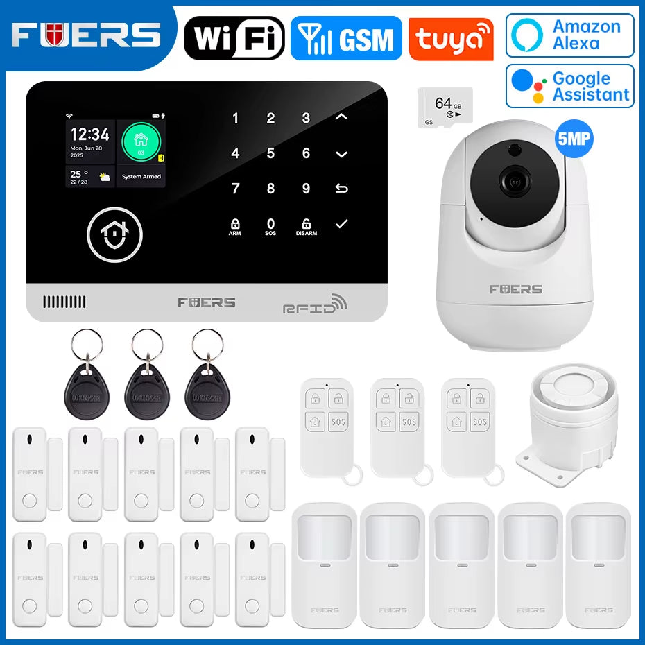 Alarm System for Home WIFI GSM Security Alarm Host Ant-Theft with Door Motion Sensor Tuya Smart App Control Work Alexa