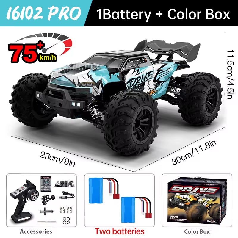 16101 Pro 1:16 75KM/H 4WD RC Car with LED Light 2.4G Remote Control Cars High Speed Drift Monster Truck for Children Gift
