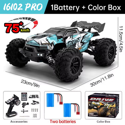 16101 Pro 1:16 75KM/H 4WD RC Car with LED Light 2.4G Remote Control Cars High Speed Drift Monster Truck for Children Gift