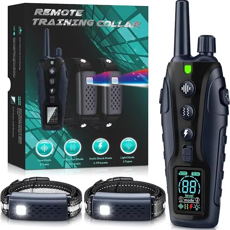 Electric Dog Training Super Long Remote Control Waterproof Bark Collar Rechargeable Battery Electric Shock Collar All Size Dogs