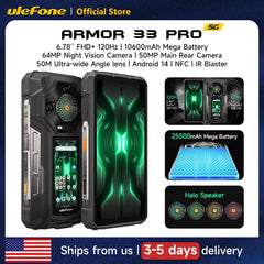 Armor 33 Pro 5G Rugged Phone 25500 Mah 512GB ROM 120Hz 6.59”3.4" Rear Screen NFC Android Smartphone
