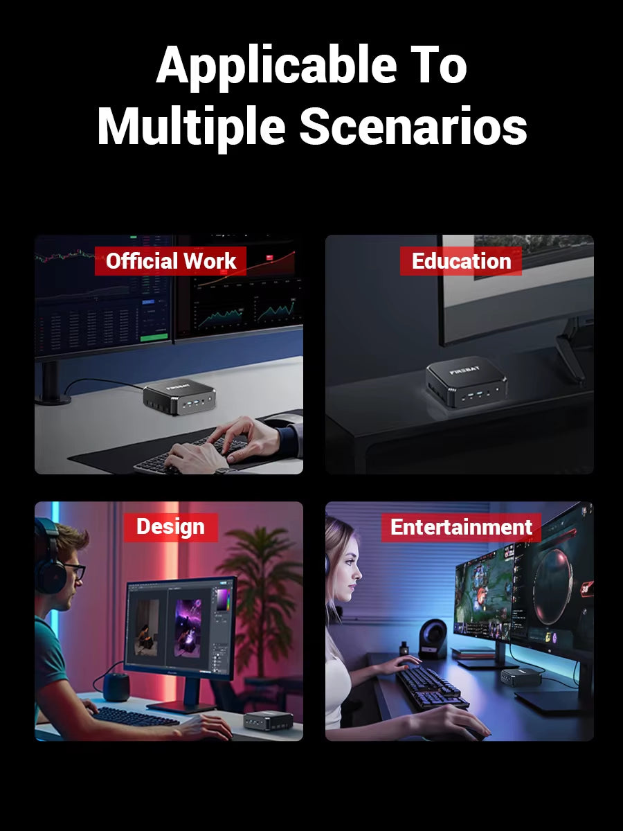 Firebat A6 Mini PC  R7 7735HS 8-Core 16-Thread Computer 16GB LPDDR5 RAM 512GB SSD Wifi 6 BT5.2 Mini PC 4K Desktop Computer