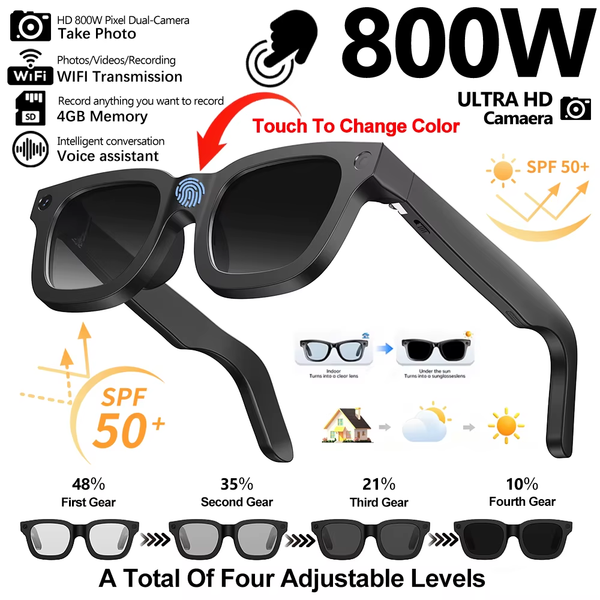 Smart Glasses HD Photo Video Openai Record Translation Touch Photochromic Lenses Bluetooth Call Music Multifunction Glasses